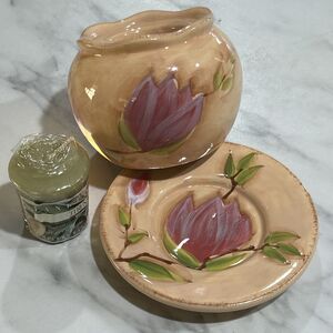 Yankee Candle Tulip Candle votive holder plate citrus sage Teacher gift hostess